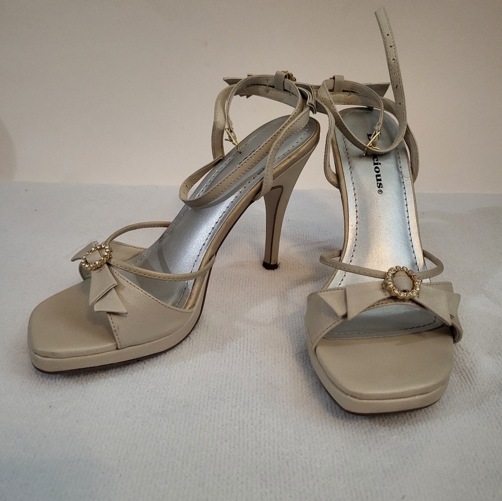 Delicious Cream Stiletto Heels with Strappy Design